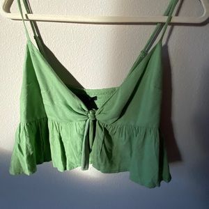 flowy green tie crop tank